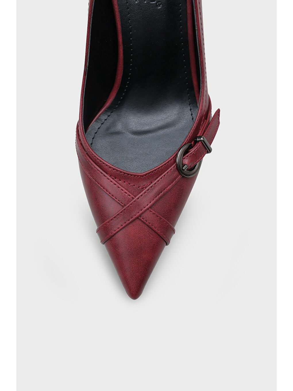 Bordo Elysee Orta Topuklu Tokalı Günlük Topuklu Ayakkabı-2