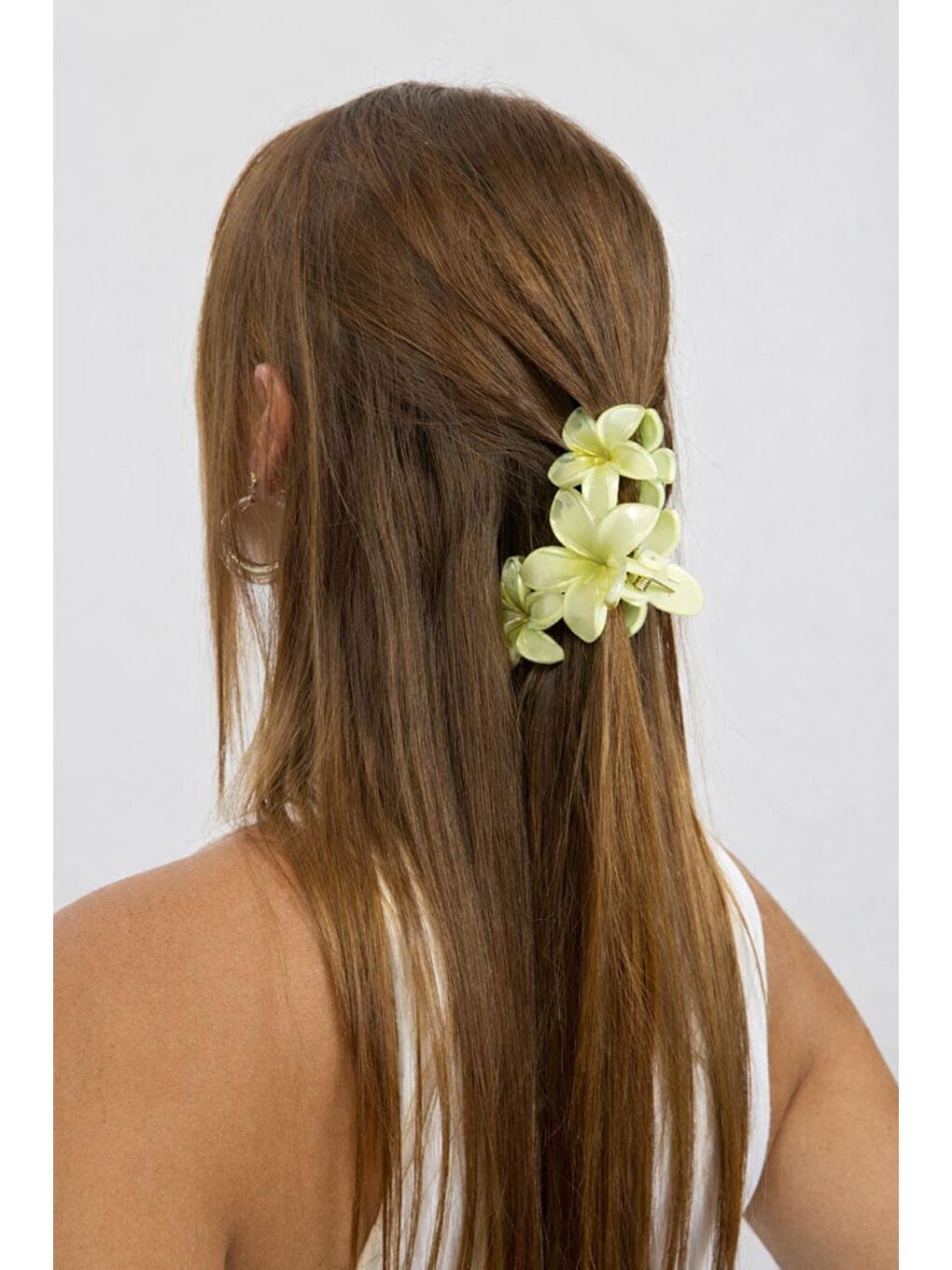 Yeşil Üçlü Çiçekli Mandal Saç Tokası