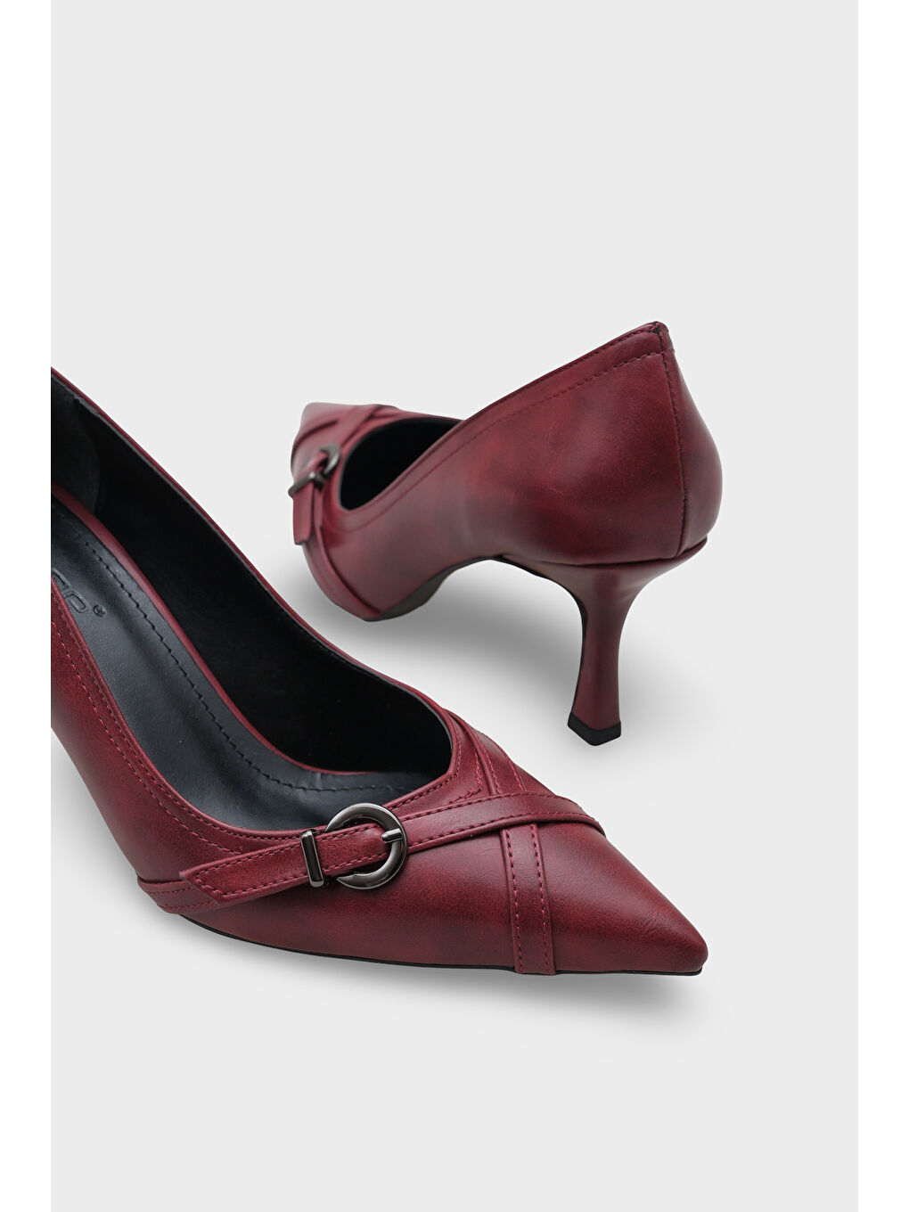 Bordo Elysee Orta Topuklu Tokalı Günlük Topuklu Ayakkabı-3