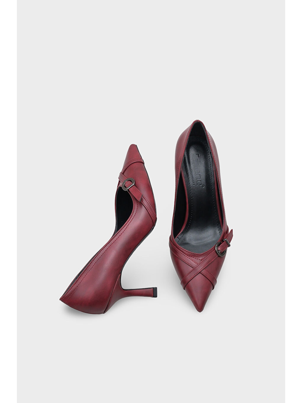 Bordo Elysee Orta Topuklu Tokalı Günlük Topuklu Ayakkabı-4