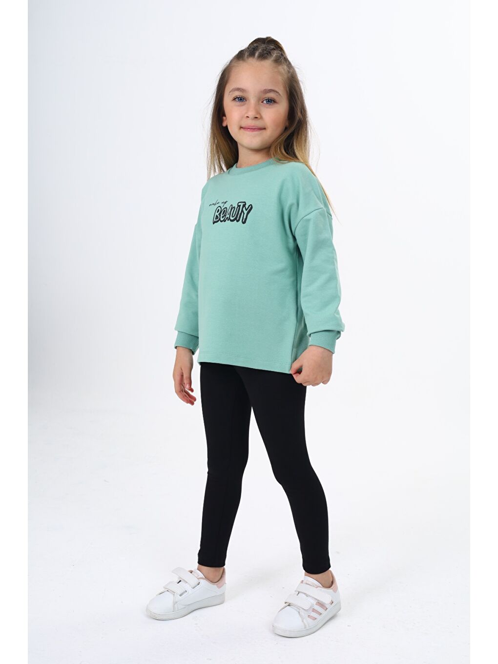 Yeşil Kız Çocuk Baskılı Taytlı Takım-2