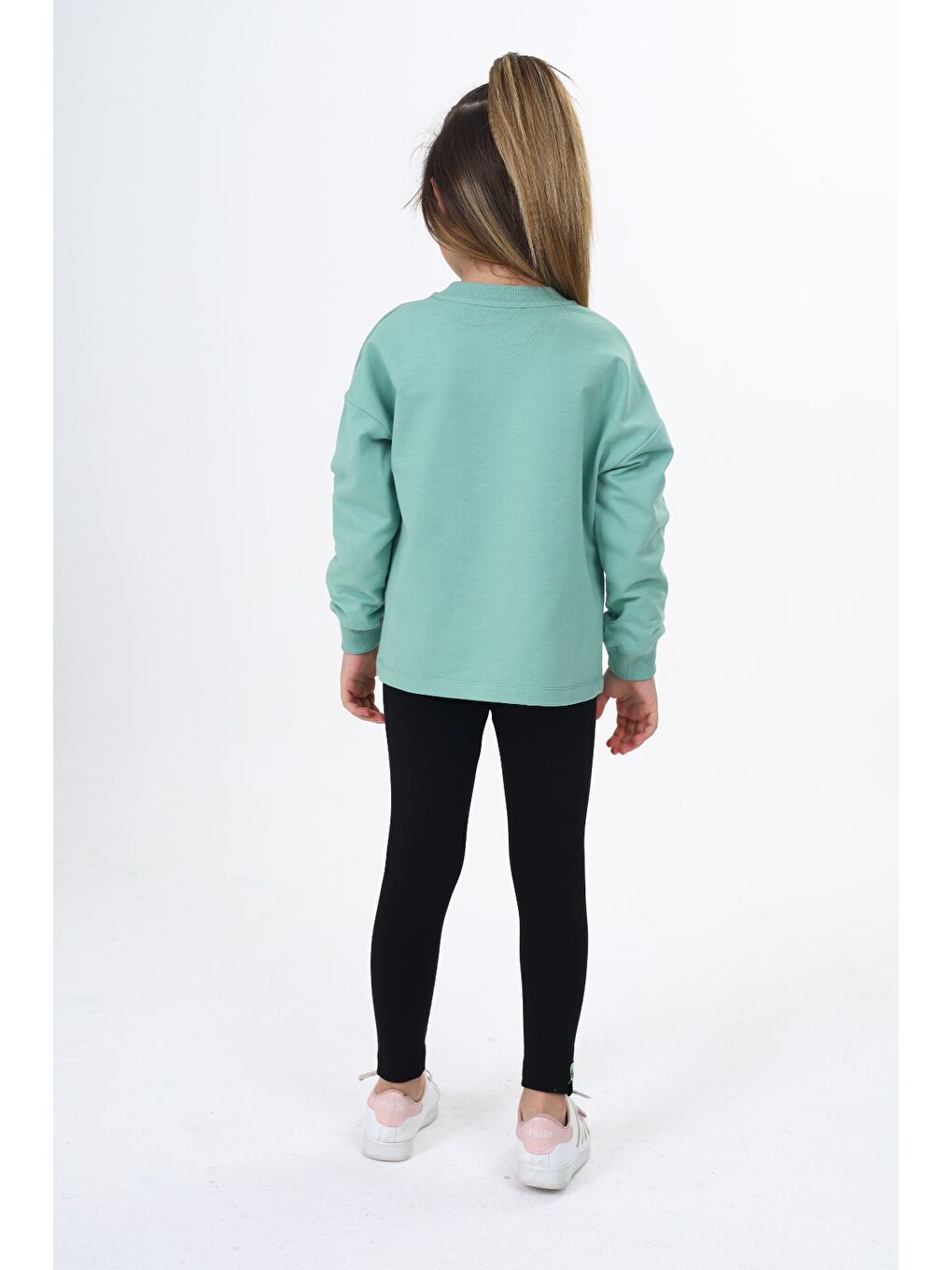 Yeşil Kız Çocuk Baskılı Taytlı Takım-4