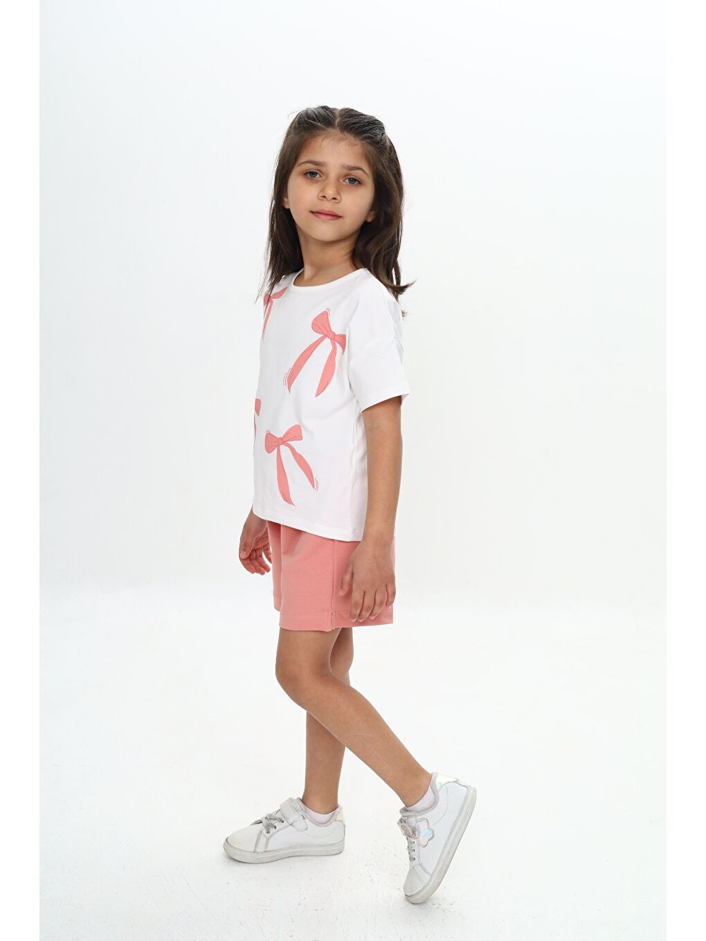 Mercan Kız Çocuk Fiyonk Baskılı Şortlu Takım-3
