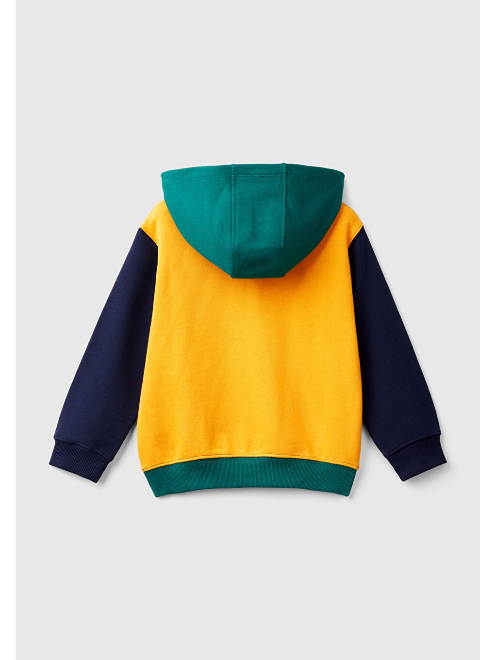 United Colors Of Benetton Erkek Çocuk Sarı Mix Logo Baskılı Kanguru Cepli Kapüşonlu Sweatshirt - 1