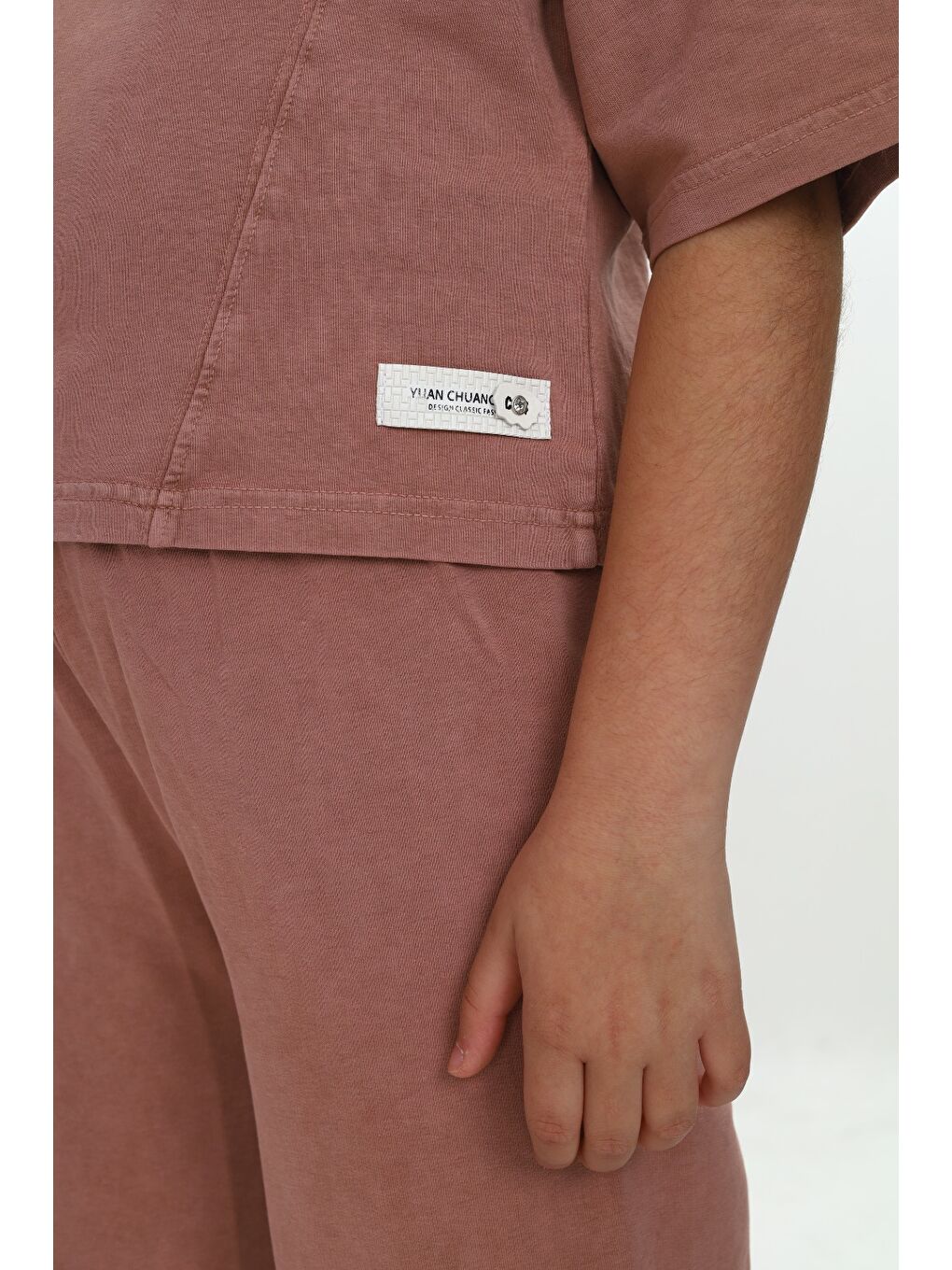 Bordo Kız Çocuk Yıkamalı Crop Eşofman Takım-1