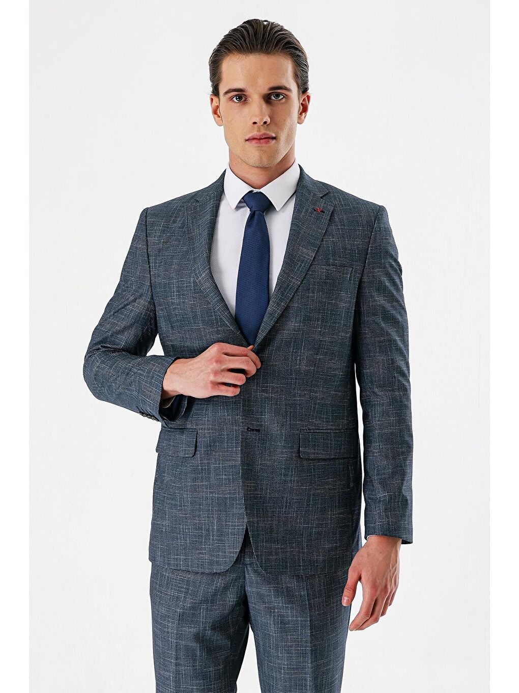 Koyu Lacivert Mono Yaka Elastanlı 6 Drop Comfort Fit Klasik Takım Elbise 1001240165-2