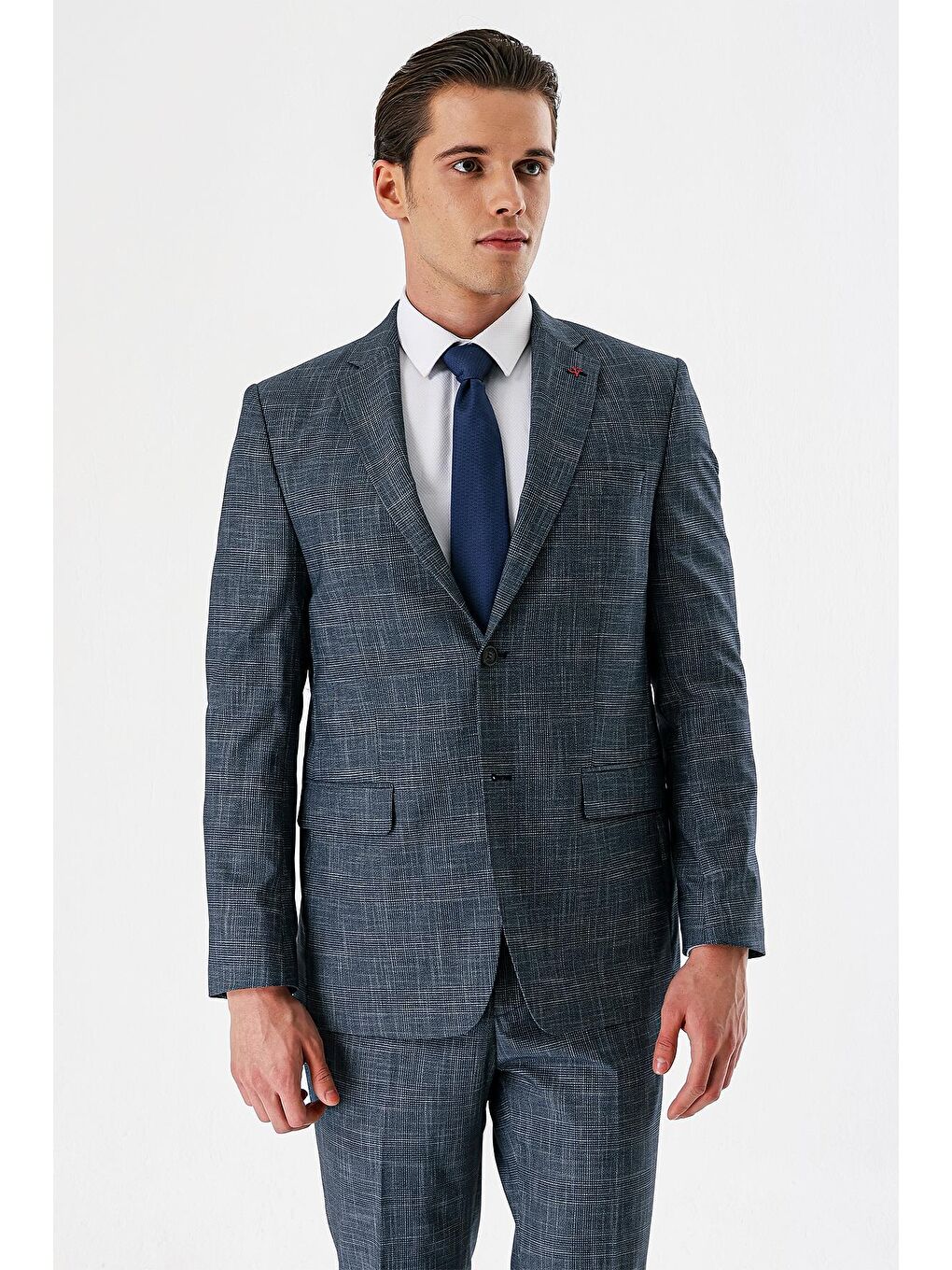 Koyu Lacivert Mono Yaka Elastanlı 6 Drop Comfort Fit Klasik Takım Elbise 1001240165-4