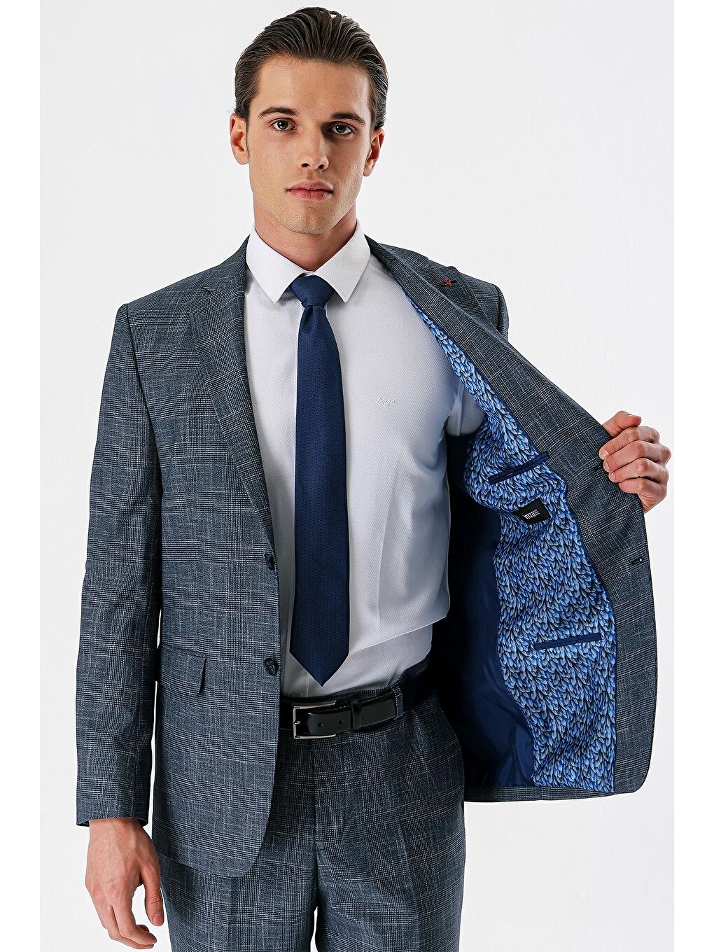 Koyu Lacivert Mono Yaka Elastanlı 6 Drop Comfort Fit Klasik Takım Elbise 1001240165-5