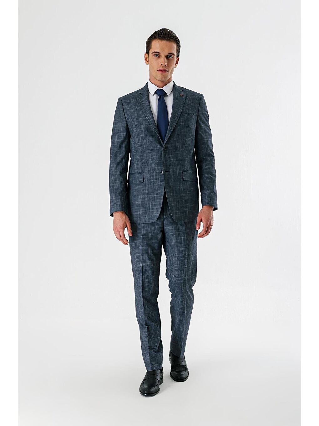 Koyu Lacivert Mono Yaka Elastanlı 6 Drop Comfort Fit Klasik Takım Elbise 1001240165-6