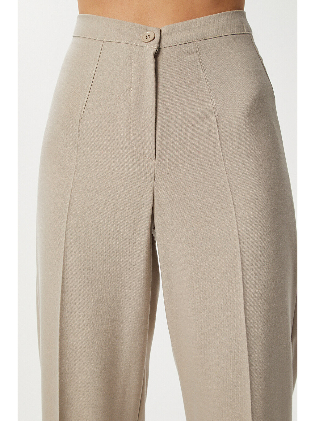 Bej Dikişli Straight Poliviskon Pantolon BEJ LGP0023-4
