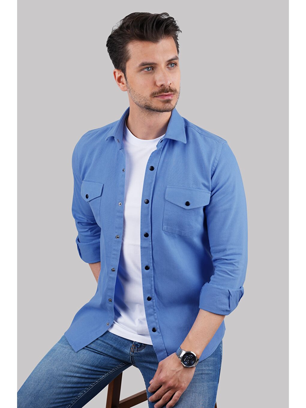 Mavi Slimfit Gerçek Jean Erkek Gömlek-2