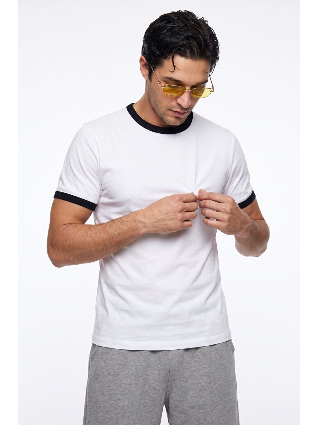 Erkek Ringer Beyaz T-shirt-2