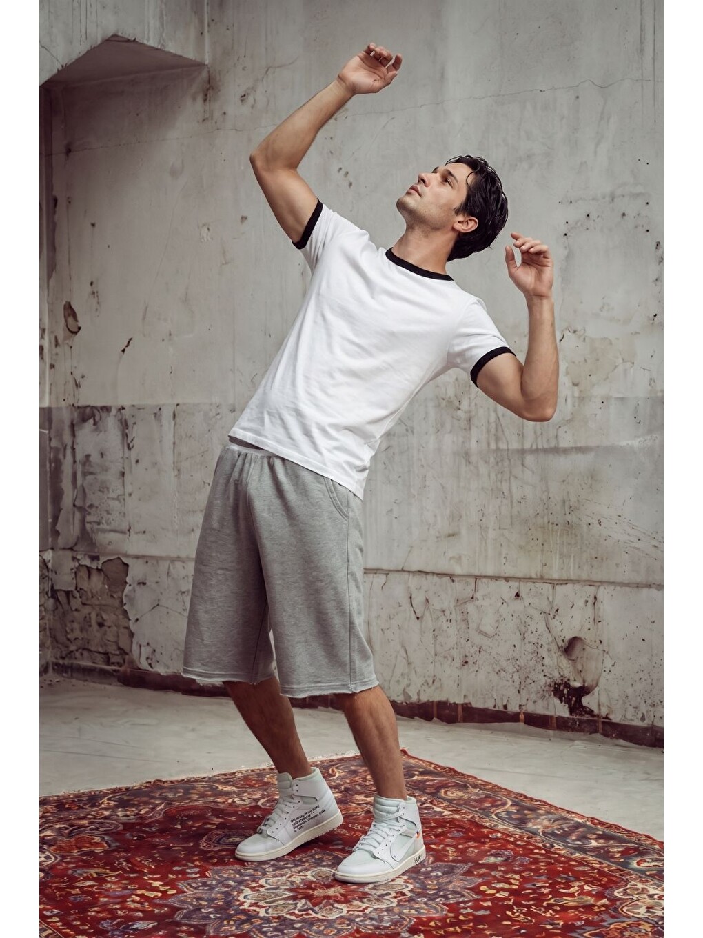 Erkek Ringer Beyaz T-shirt-3