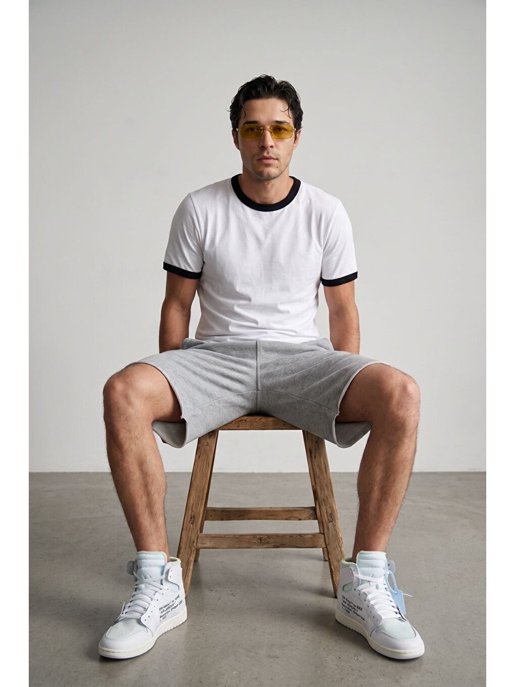 Erkek Ringer Beyaz T-shirt-4