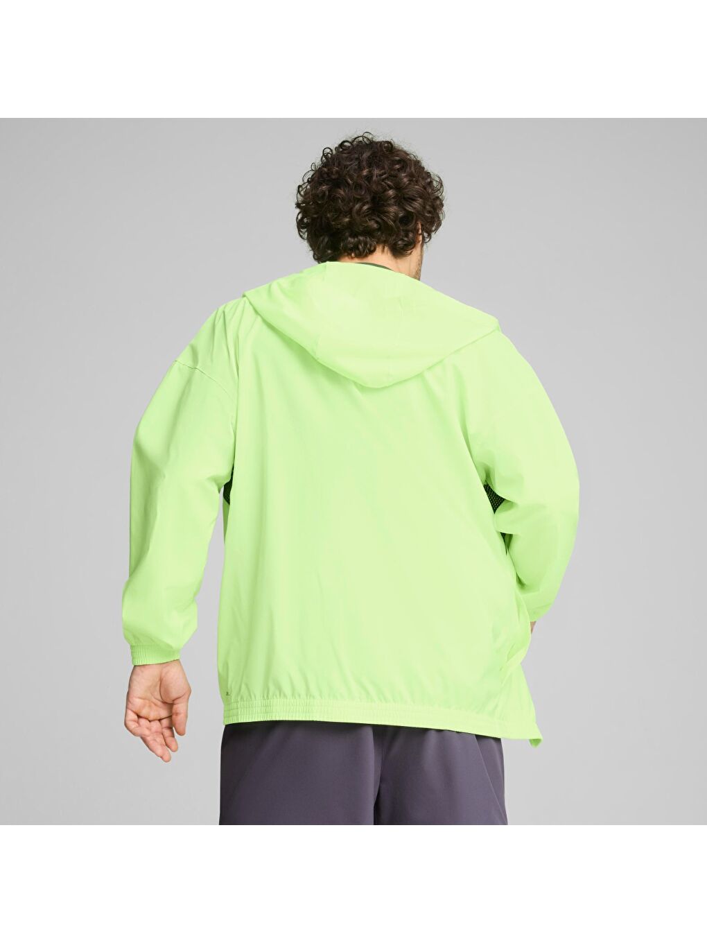 Fit Woven Full Zip Erkek Yeşil Kapüşonlu Fermuarlı Sweatshirt-2