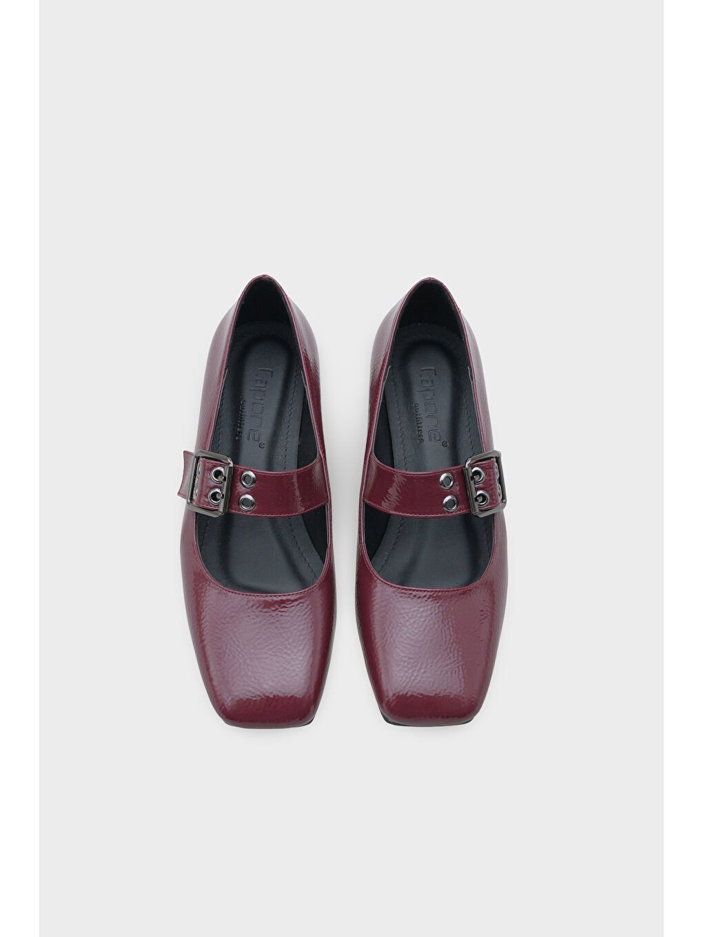 Bordo Keri Küt Burunlu Kısa Topuklu Bantlı Mary Jane Kadın Ayakkabı-2