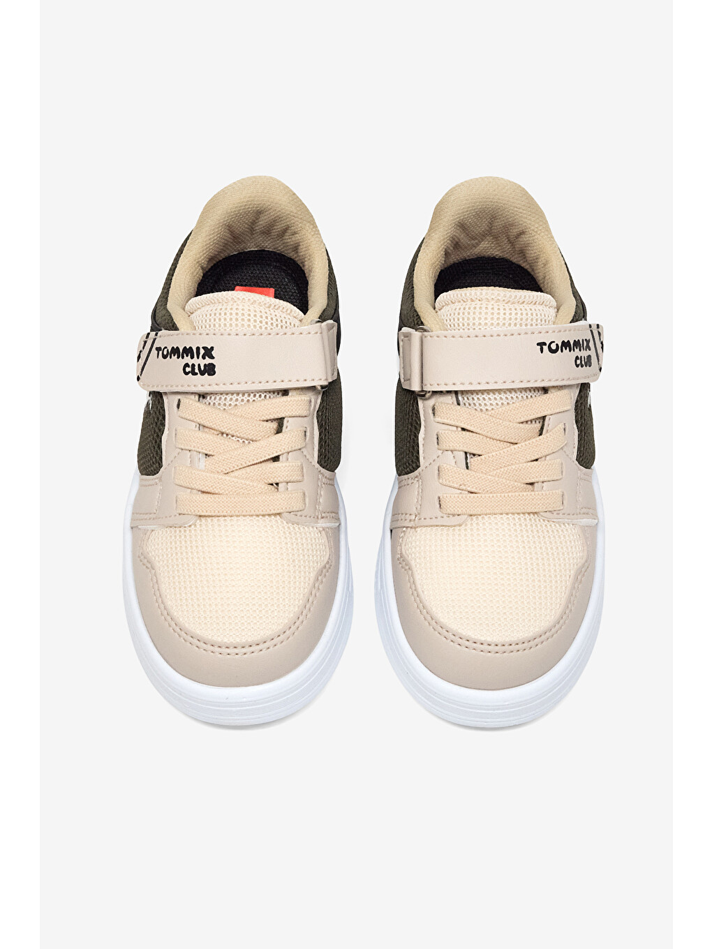 Çocuk Unisex Bej Haki Siyah Kauçuk Taban Cırtlı Işıklı Sneaker-4