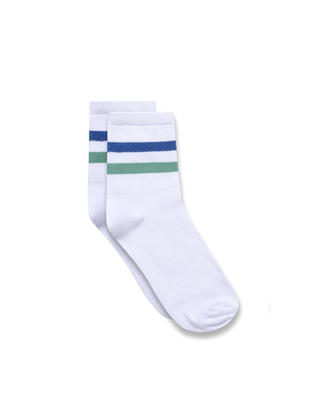 Şeritli Socket Çorap Beyaz