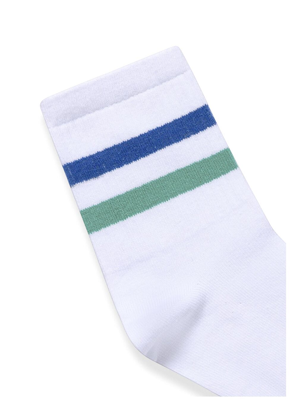 Şeritli Socket Çorap Beyaz-1