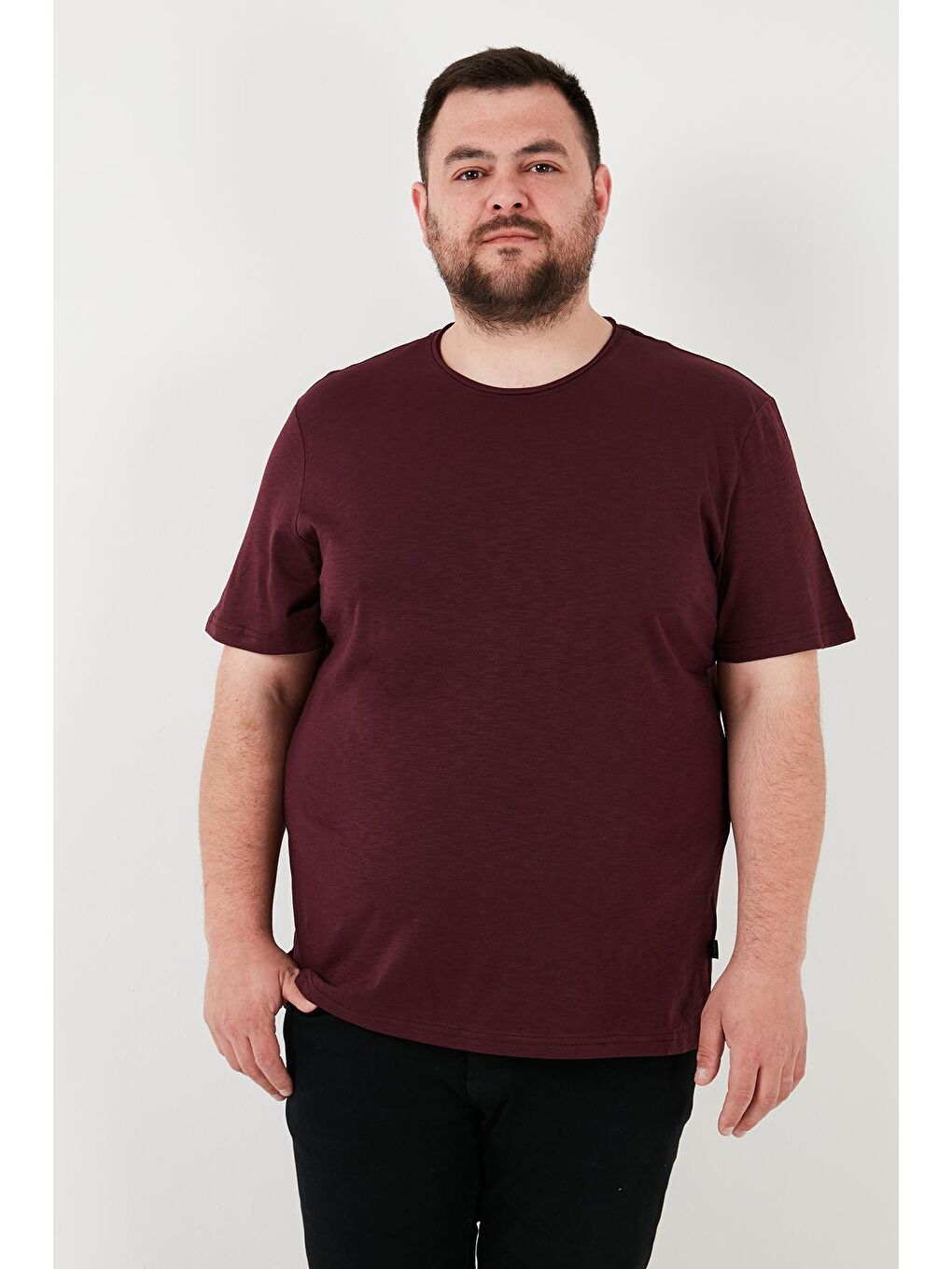 Buratti Koyu Bordo Pamuklu Regular Fit Büyük Beden T Shirt Erkek T SHİRT 59020001B - 1