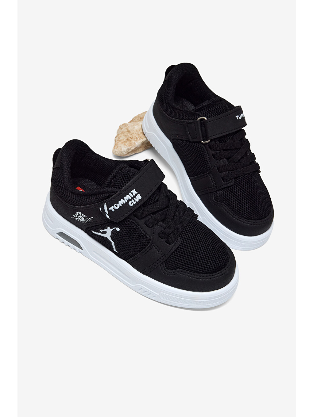 Çocuk Unisex Siyah Siyah Kauçuk Taban Cırtlı Işıklı Sneaker-2