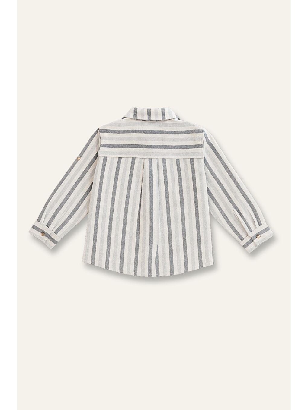 Erkek Çocuk Çizgili İnce Kaşe Gömlek - Gri-1