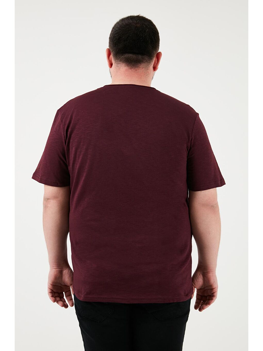 Buratti Koyu Bordo Pamuklu Regular Fit Büyük Beden T Shirt Erkek T SHİRT 59020001B - 4