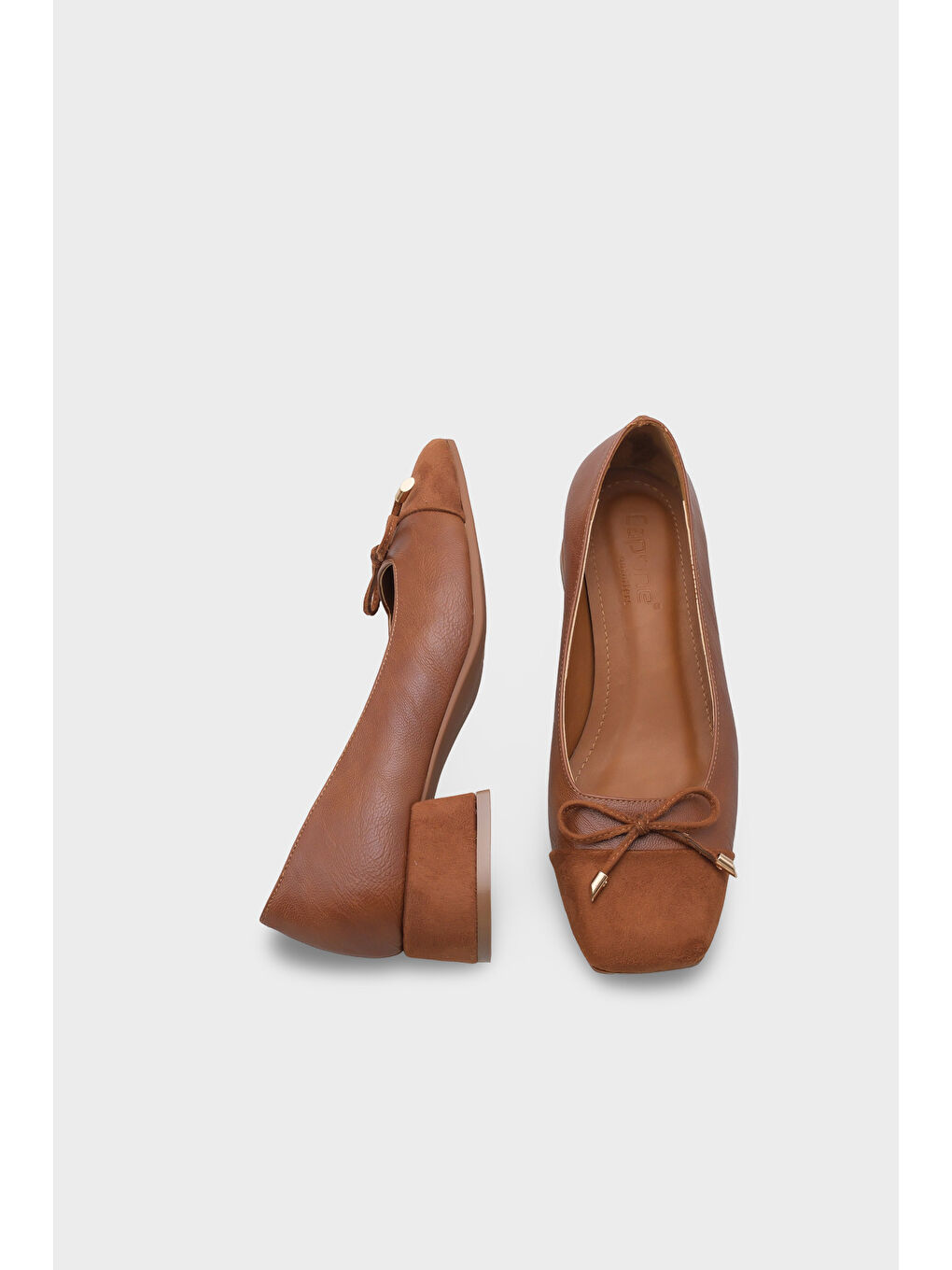 Kahverengi Myriam Küt Burunlu Fiyonklu Kısa Topuklu Kadın Ayakkabı-4