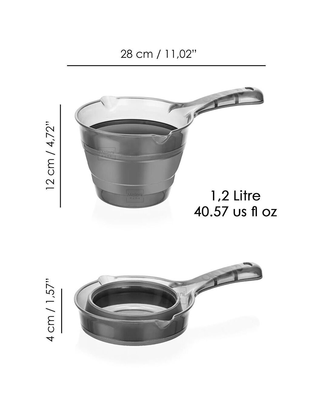 Antrasit 2'li Set Katlanabilir Akordiyon Su Kovası 6 lt Katlanabilir Koçero Maşrapa Platin-3