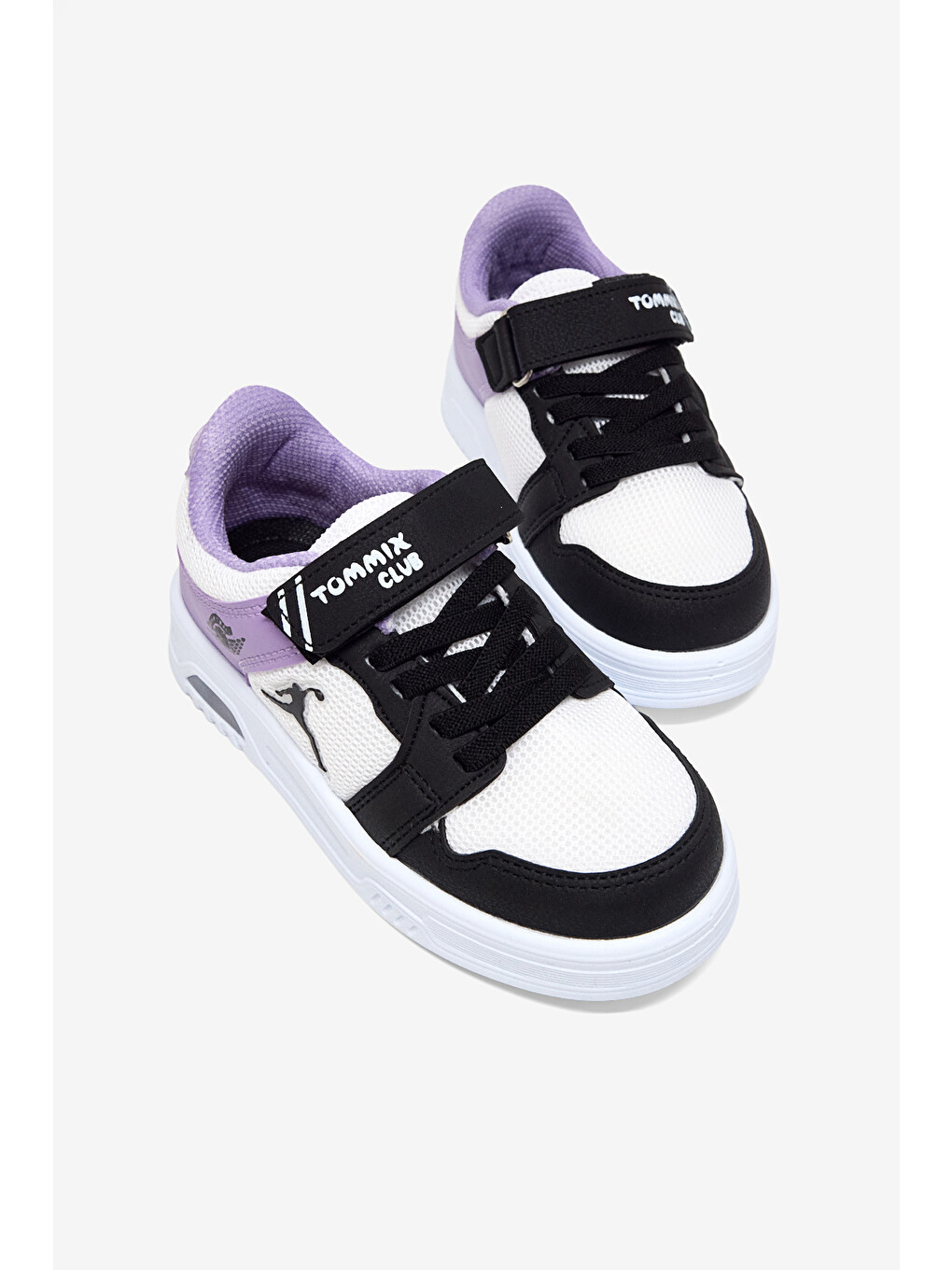 Çocuk Unisex Siyah Lila Kauçuk Taban Cırtlı Işıklı Sneaker-2