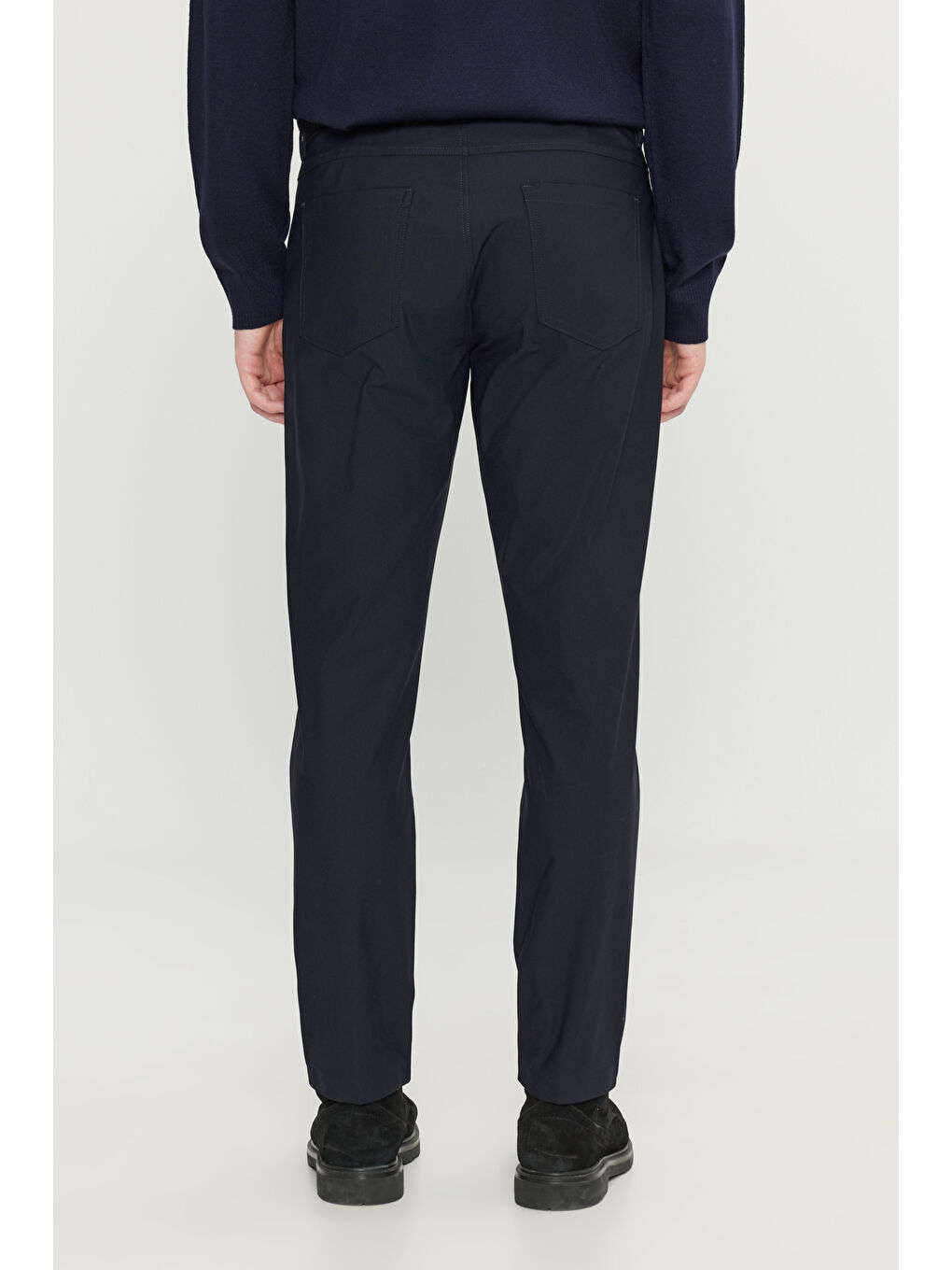 Erkek Lacivert Slim Fit Dar Kesim 5 Cepli Casual Pantolon-5