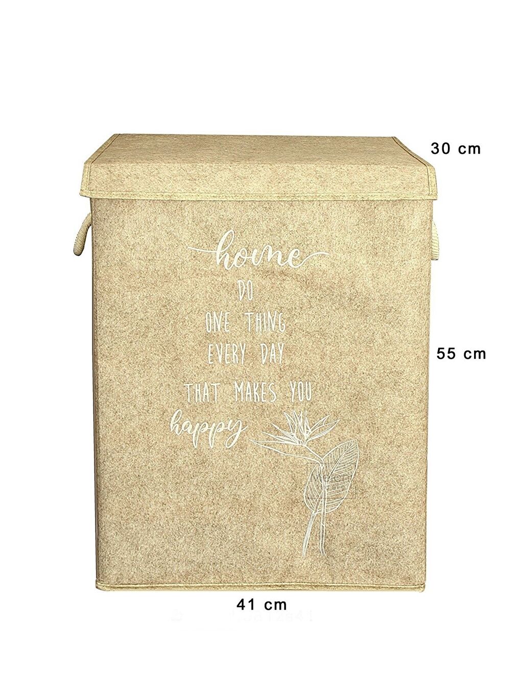 Bej Keçe Kapaklı Kirli Çamaşır Sepeti Çok Amaçlı Saklama Kutusu Mega Hurç 55 x 41 x 30 Cm-2