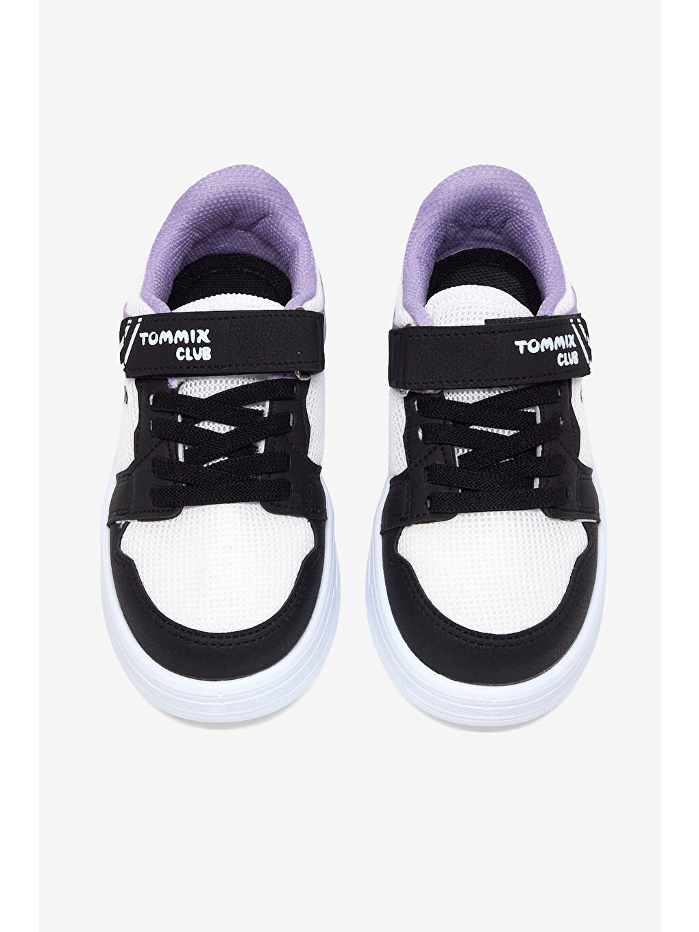 Çocuk Unisex Siyah Lila Kauçuk Taban Cırtlı Işıklı Sneaker-4