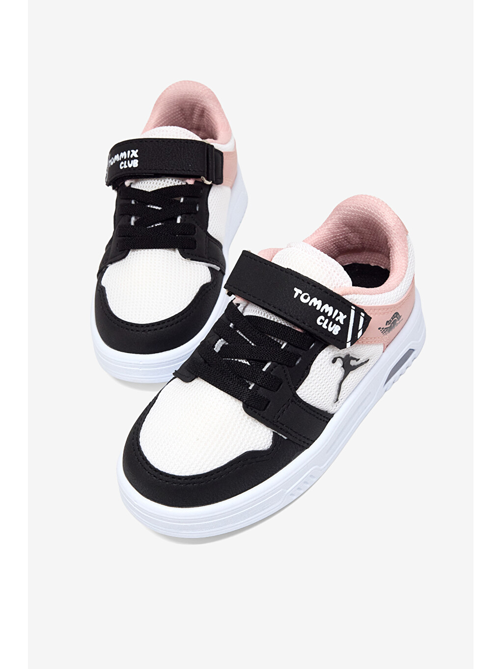 Çocuk Unisex Siyah Pudra Kauçuk Taban Cırtlı Işıklı Sneaker-1