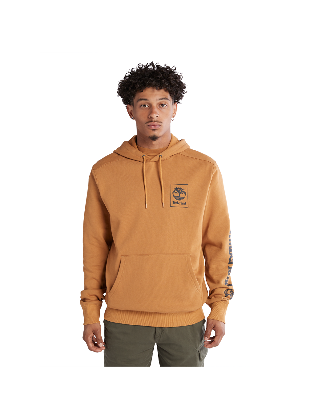 Timberland Sarı Stack Logo Print Regular Erkek Sarı Kapüşonlu Sweatshirt