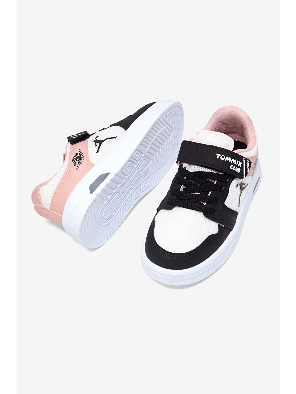 Çocuk Unisex Siyah Pudra Kauçuk Taban Cırtlı Işıklı Sneaker-3