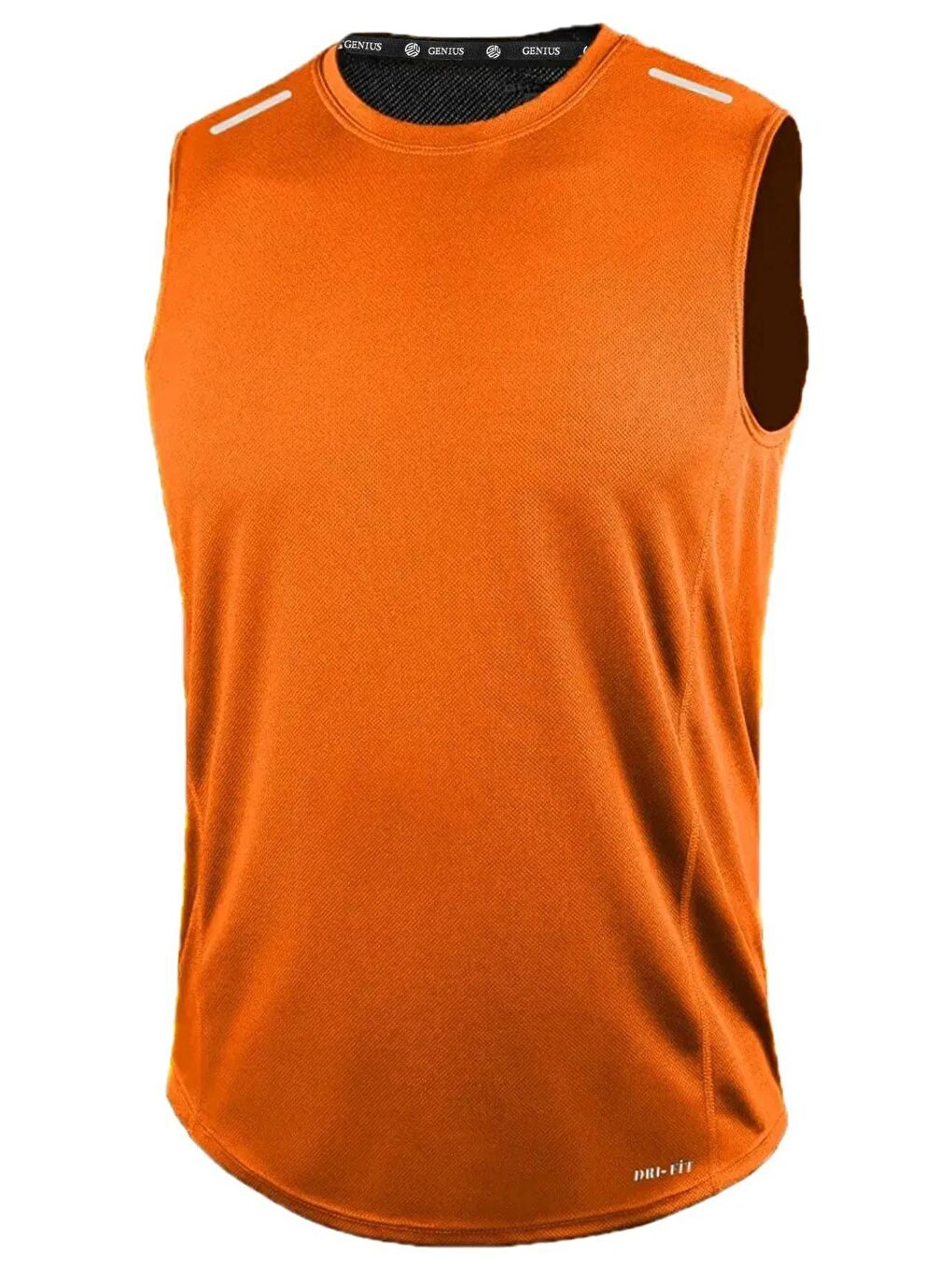 GENIUS STORE Turuncu Erkek Nem Emici Hızlı Kuruma Atletik Teknik Performans Sporcu Sıfır Kol T-shirt DRIFIT-SIFIRKOL