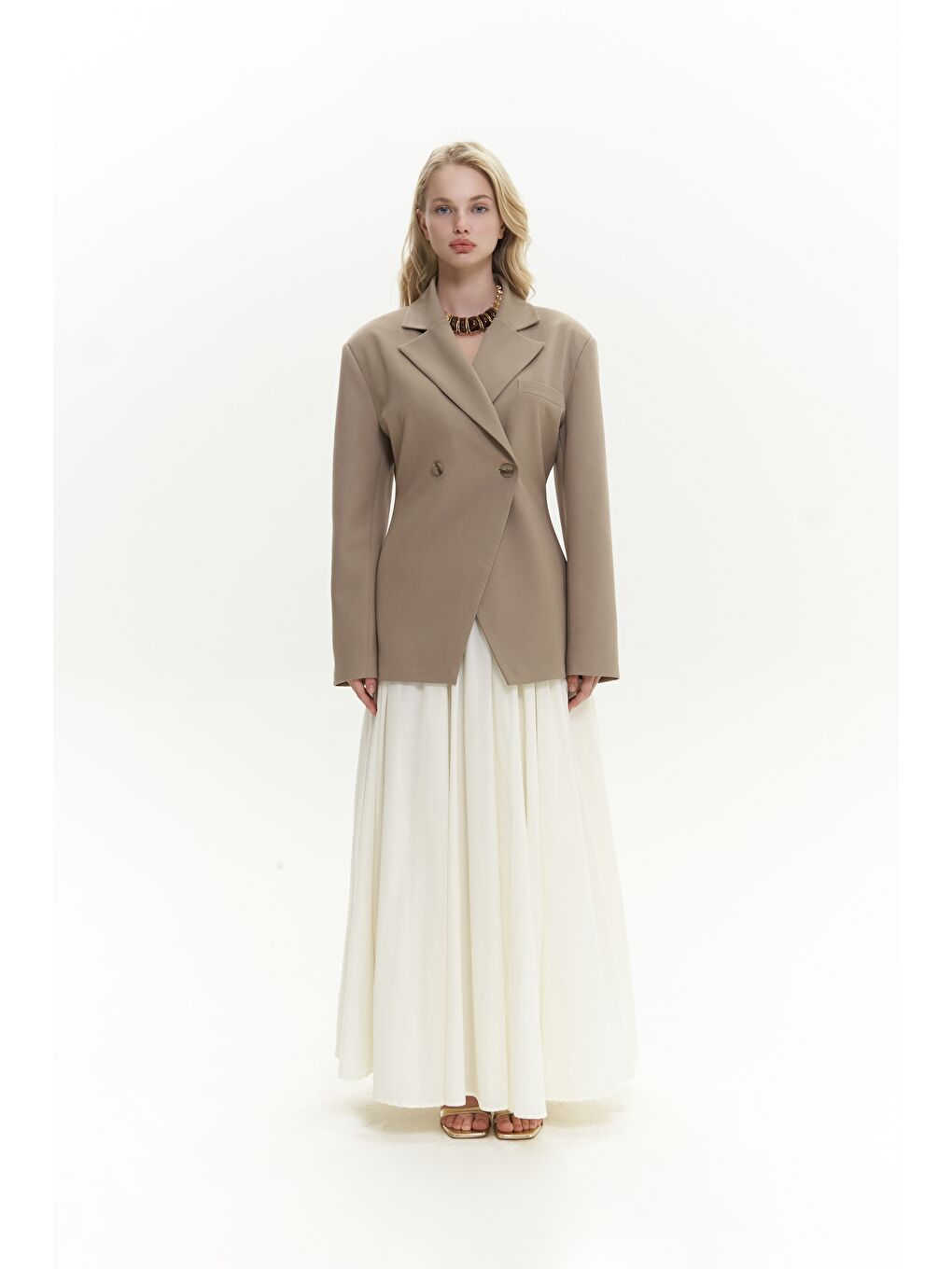 Allegany Bej Bel Oturmalı Blazer-1