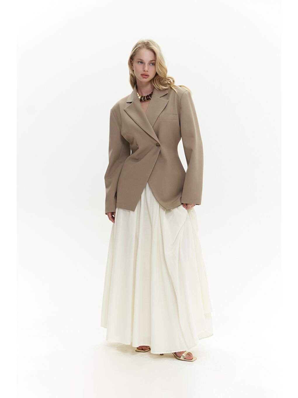 Allegany Bej Bel Oturmalı Blazer-2