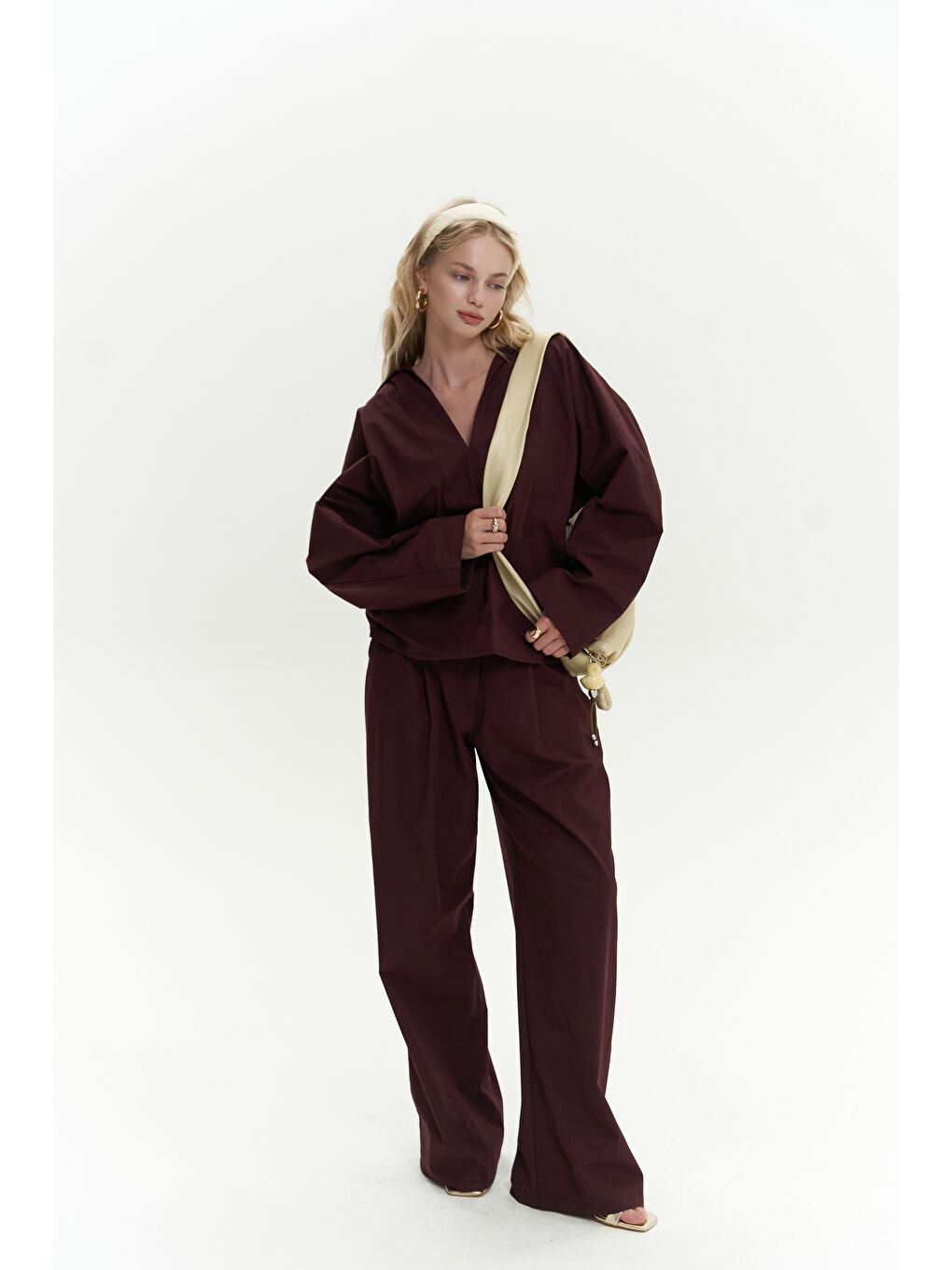 Mai Collection Blenham Bordo Gömlek Pantolon Takım