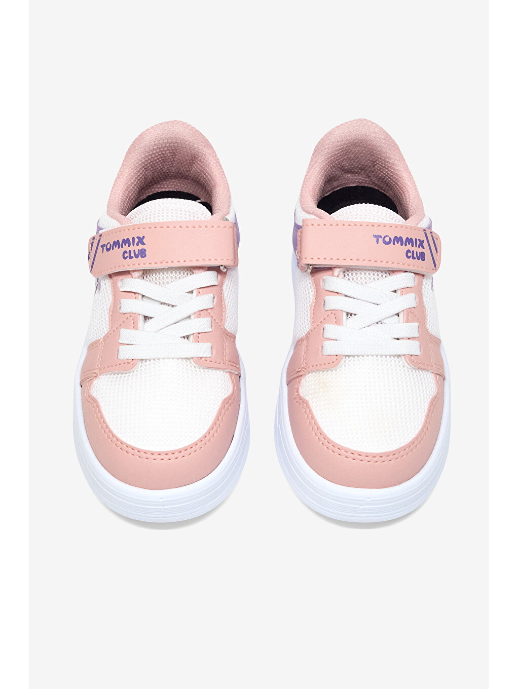 Pembe Çocuk Unisex Pudra Lila Beyaz Kauçuk Taban Cırtlı Işıklı Sneaker-3
