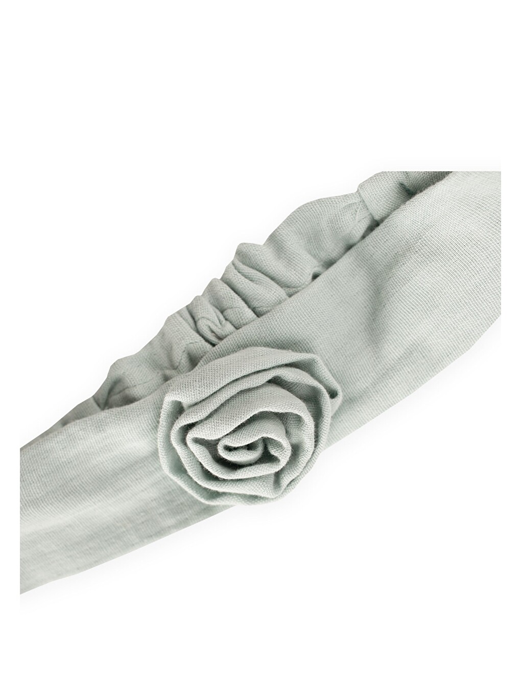 Müslin Gül Figürlü Lastik Bandana Mint Yeşili-1