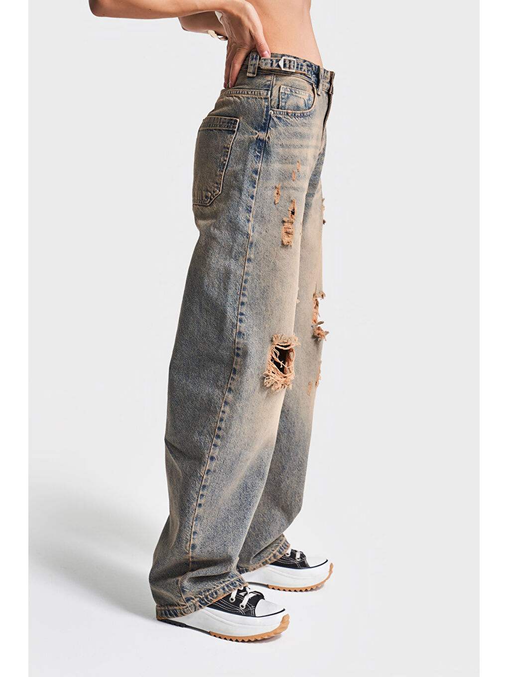 Mavi Kadın T.Kot Rengi Lotus 10S5-95 Baggy Fit İç Boy 83cm %100 Pamuk Orta Bel Denim Jean-3