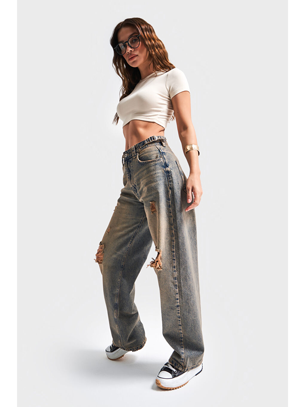 Mavi Kadın T.Kot Rengi Lotus 10S5-95 Baggy Fit İç Boy 83cm %100 Pamuk Orta Bel Denim Jean-4