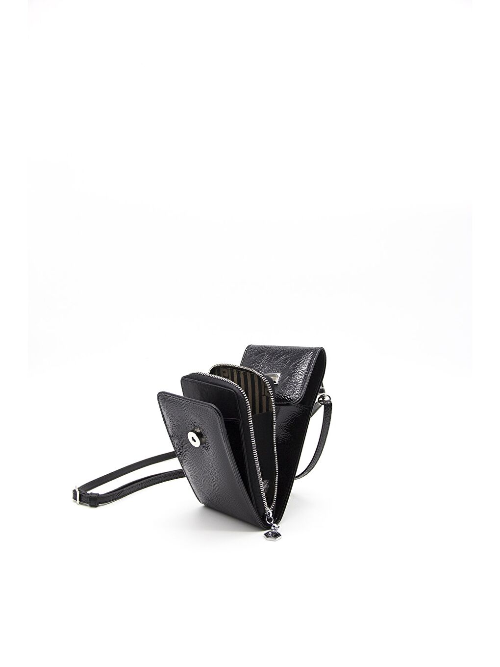 Kadın Siyah Telefon Çantası 889-35509 BAYAN CÜZDAN M78 SİYAH-KIRIŞIK RUGAN SİYAH-2