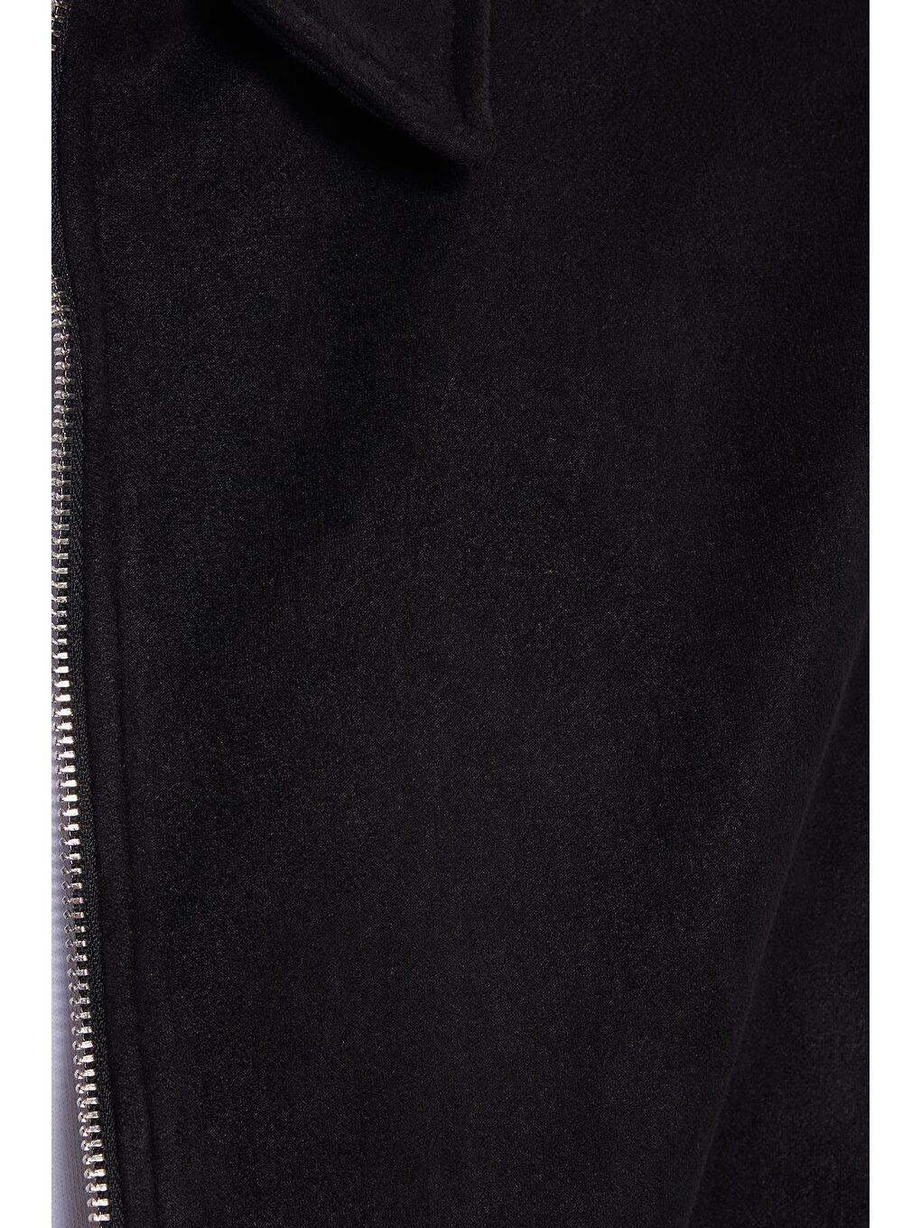 Erkek Relax Fit Rahat Kesim Süet Fermuarlı Astarlı Cepli Siyah Kolej Ceket Mont-4