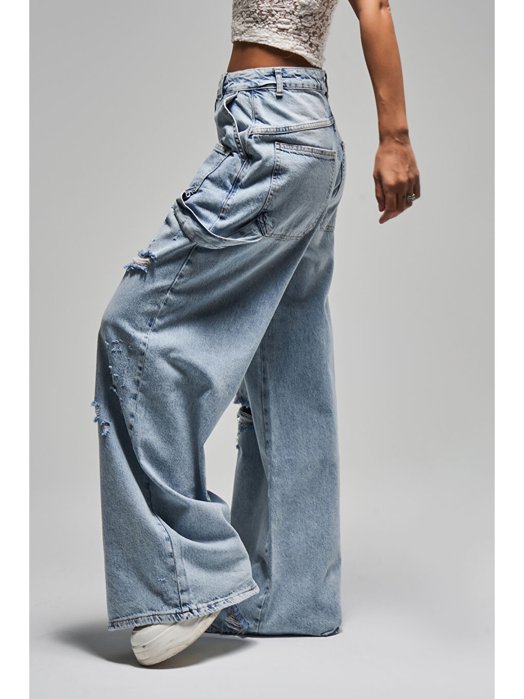 Mavi Kadın Jean Rengi 12S5-3 Mega Baggy Fit Süper Bol %100 Pamuk Orta Bel Denim Jean-2