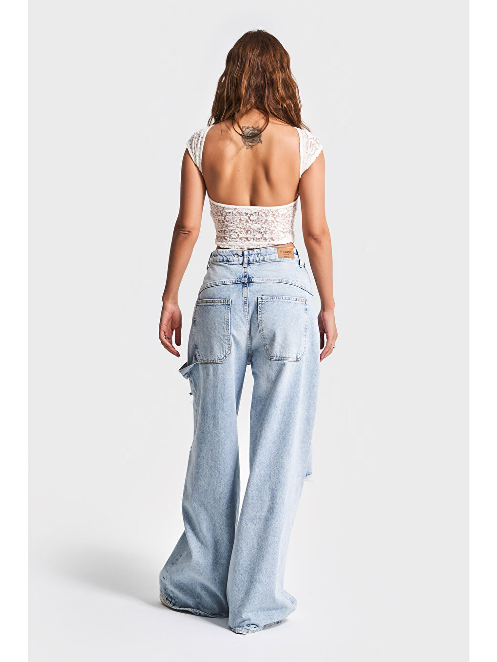 Mavi Kadın Jean Rengi 12S5-3 Mega Baggy Fit Süper Bol %100 Pamuk Orta Bel Denim Jean-4