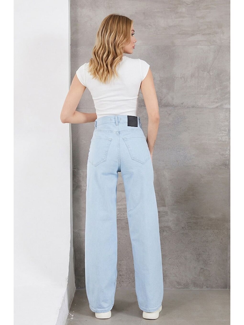 Mavi Yüksek Bel Palazzo Jean-2