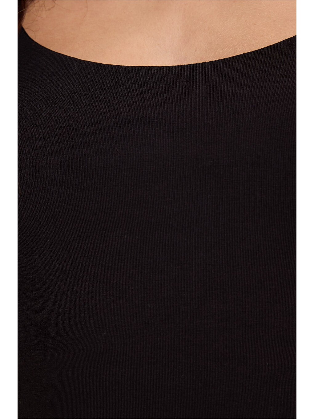 Kadın Slim Fit Dar Kesim Elastanlı Siyah Crop Atlet-7